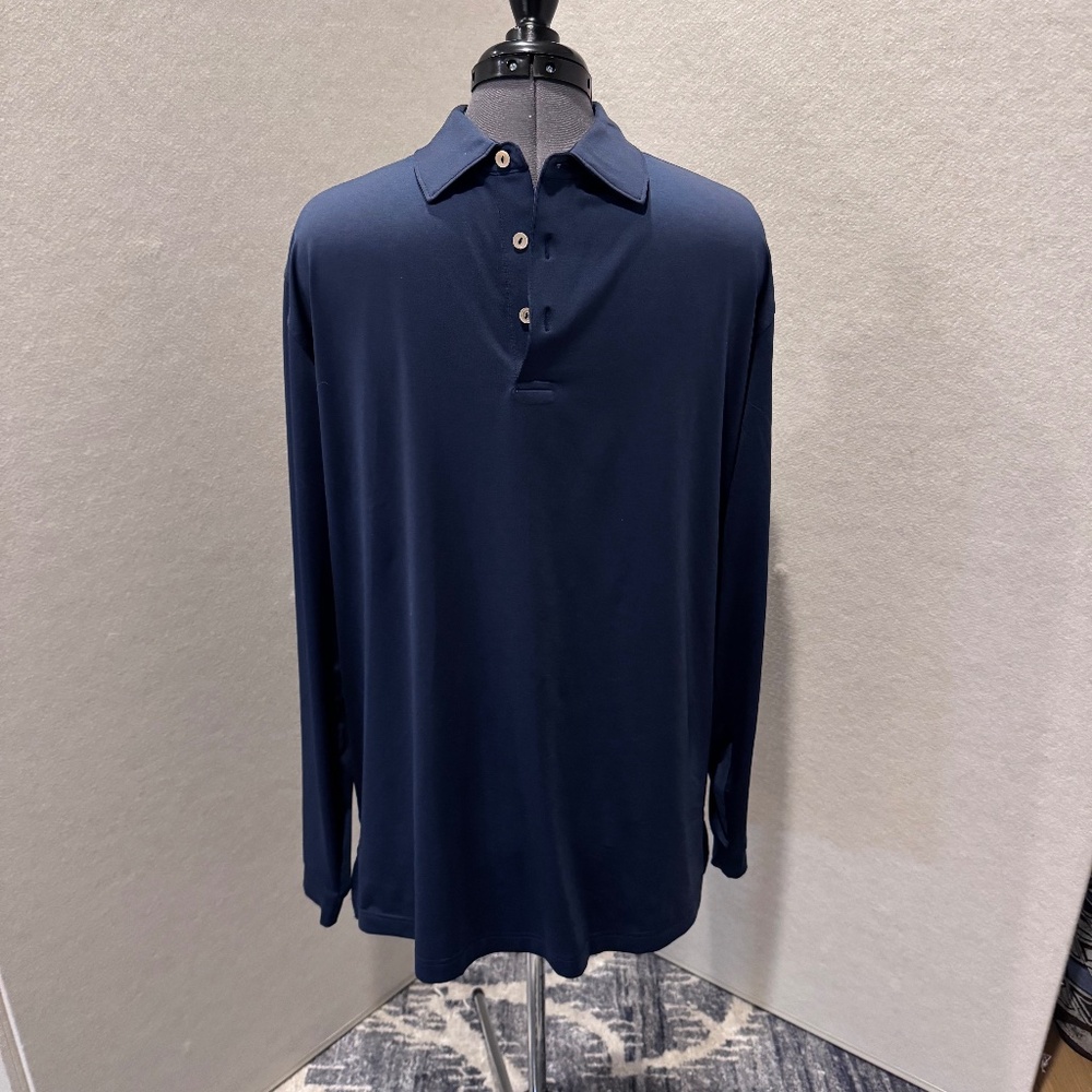 Peter Millar Navy Long Sleeved Polo Men's size Large